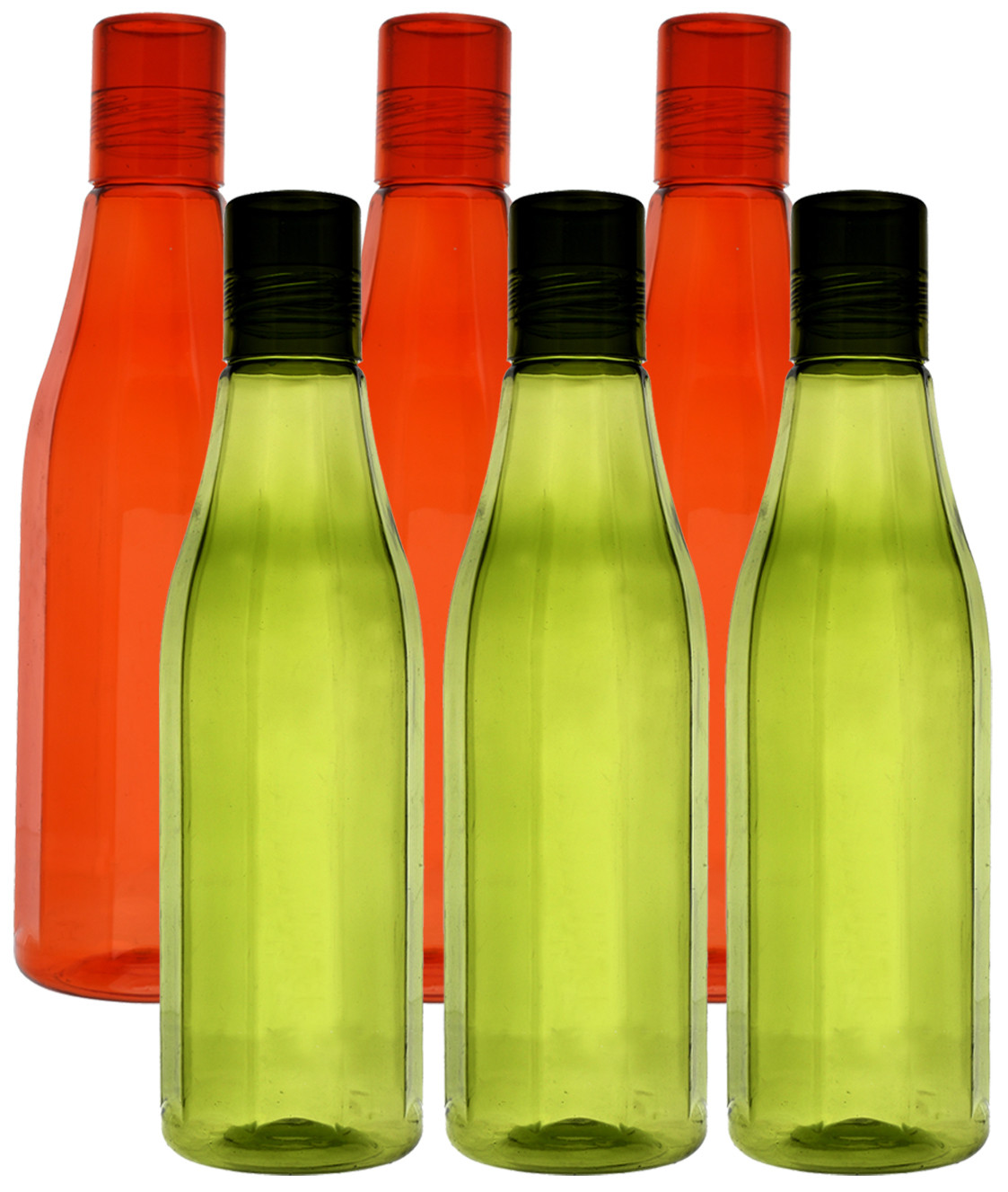 Kuber Industries Plastic Coral Fridge Water Bottle Set with Lid (1000ml, Red & Green)-KUBMART442