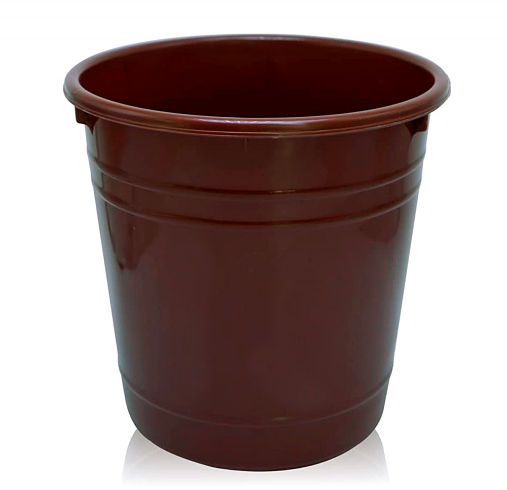Kuber Industries Plastic Dustbin|Portable Garbage Basket &amp; Round Trash Can for Home,Kitchen,Office,College,5 Ltr.(Brown)