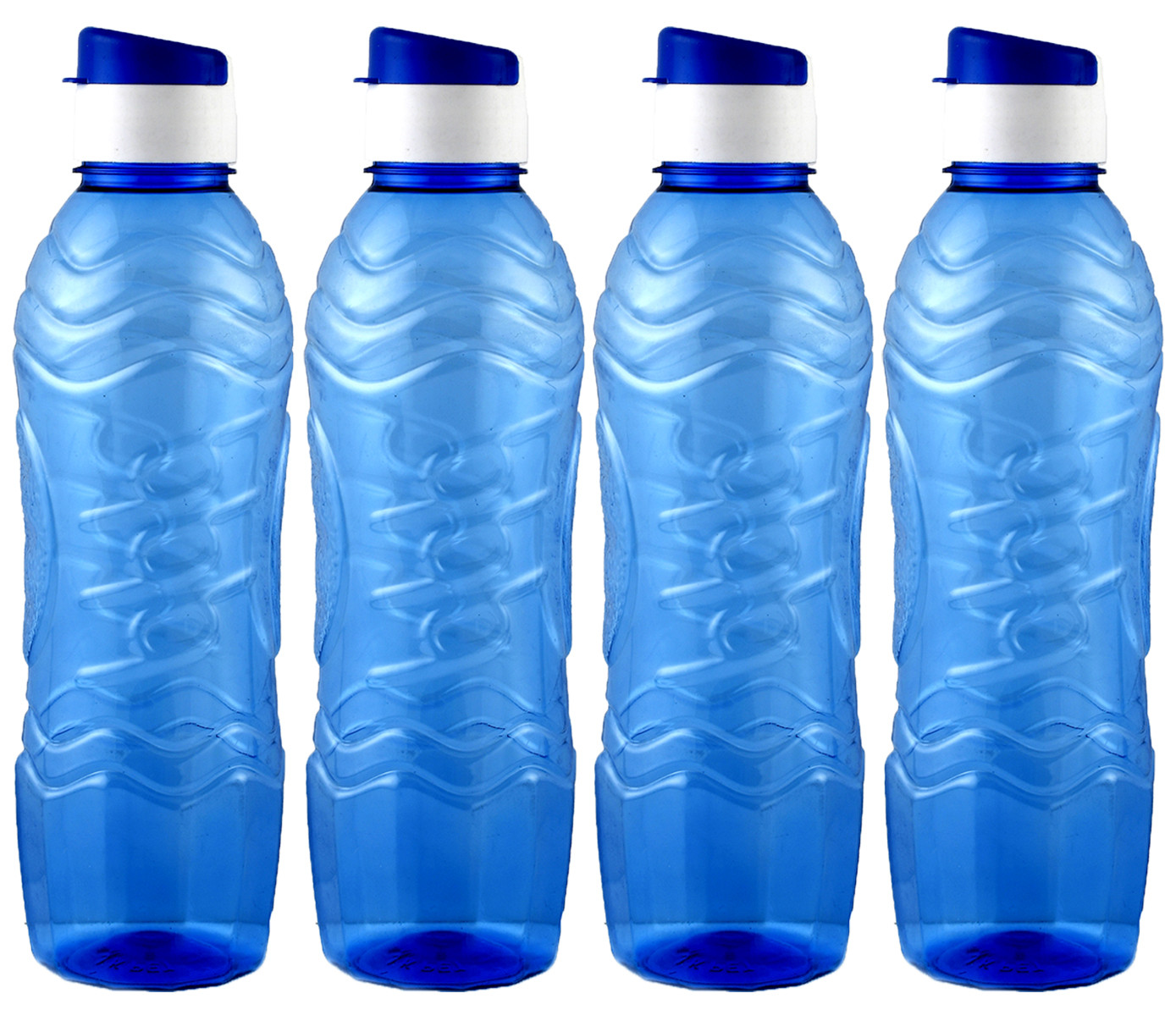 Kuber Industries Plastic Fridge Water Bottle Set with Flip Cap (1000ml, Blue)-KUBMART1348