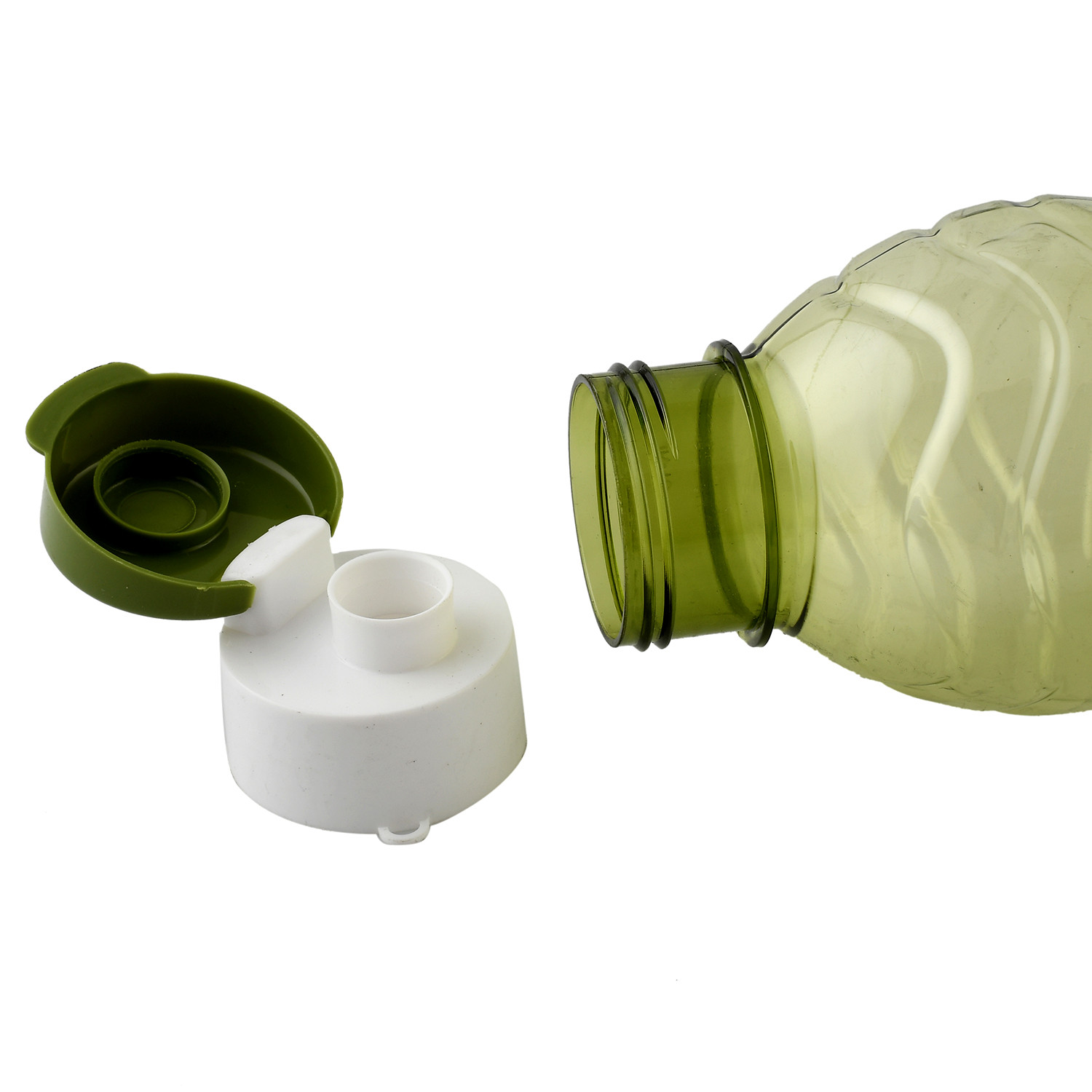 Kuber Industries Plastic Fridge Water Bottle Set with Flip Cap (1000ml, Green & Orange)-KUBMART1462