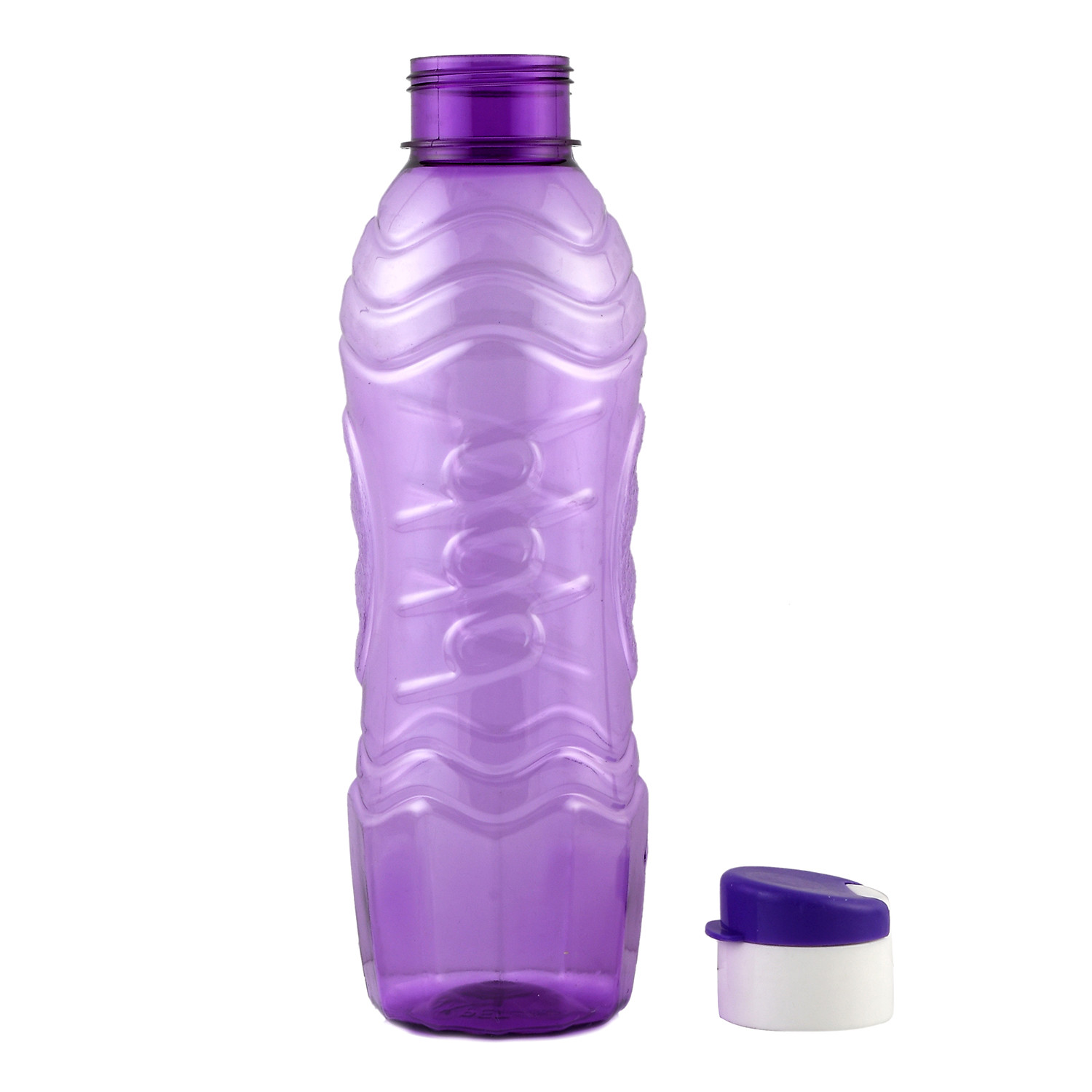 Kuber Industries Plastic Fridge Water Bottle Set with Flip Cap (1000ml, Orange & Purple)-KUBMART1504