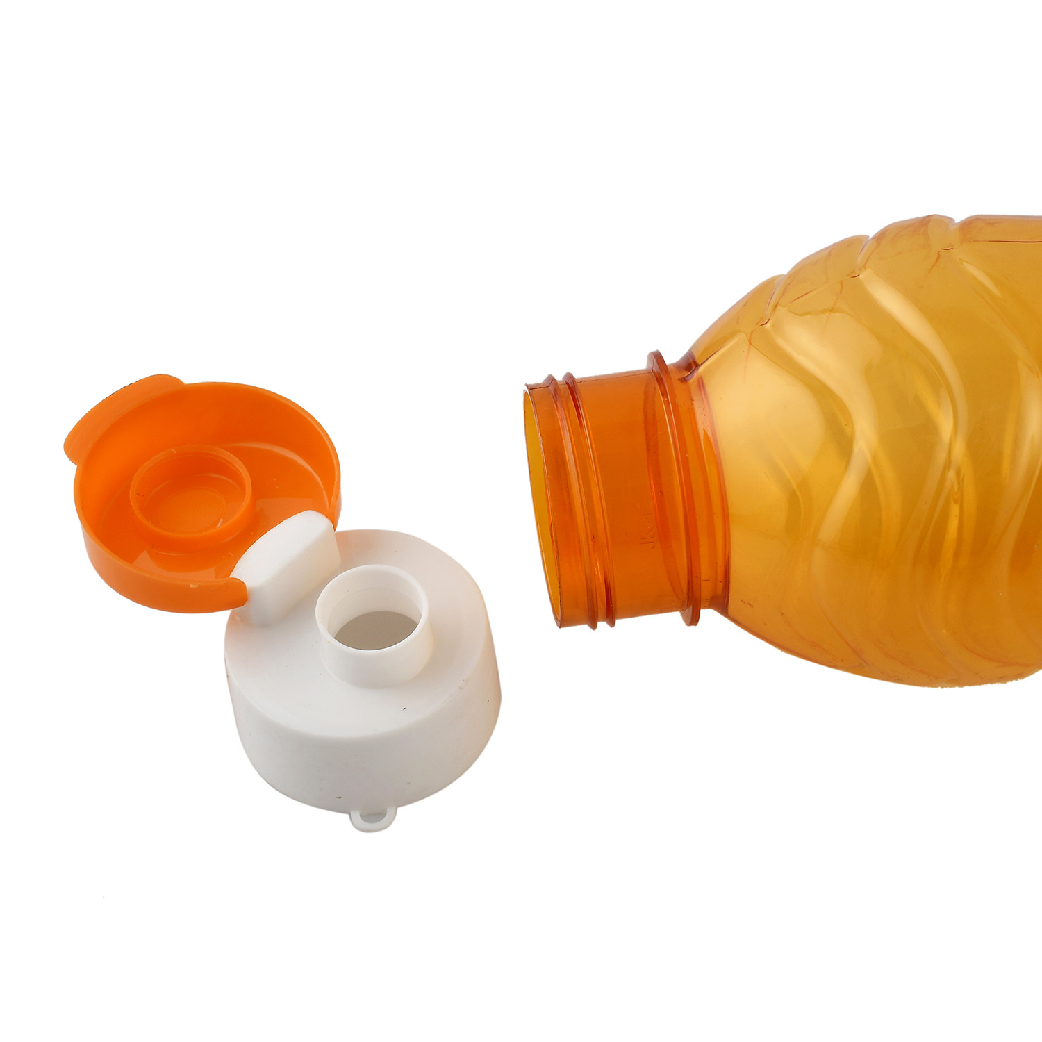 Kuber Industries Plastic Fridge Water Bottle Set with Flip Cap (1000ml, Sky Blue & Orange)-KUBMART1480