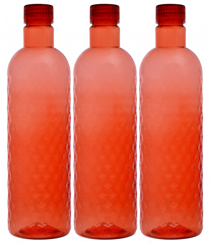 Kuber Industries Plastic Hammer Fridge Water Bottle Set with Lid (1000ml, Red)-KUBMART384