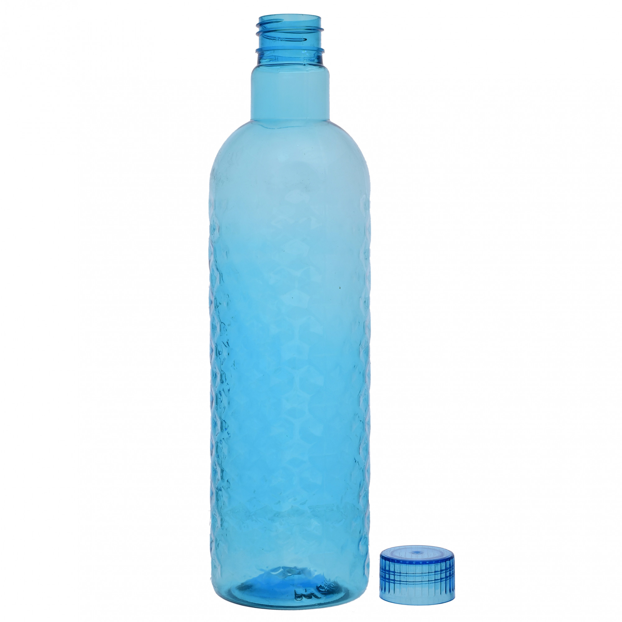 Kuber Industries Plastic Hammer Fridge Water Bottle Set with Lid (1000ml, Sky Blue)-KUBMART376
