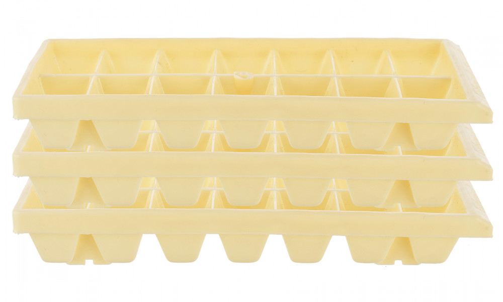 Kuber Industries Plastic Ice Cube Tray Set With 14 Section- (Cream)-HS43KUBMART25751