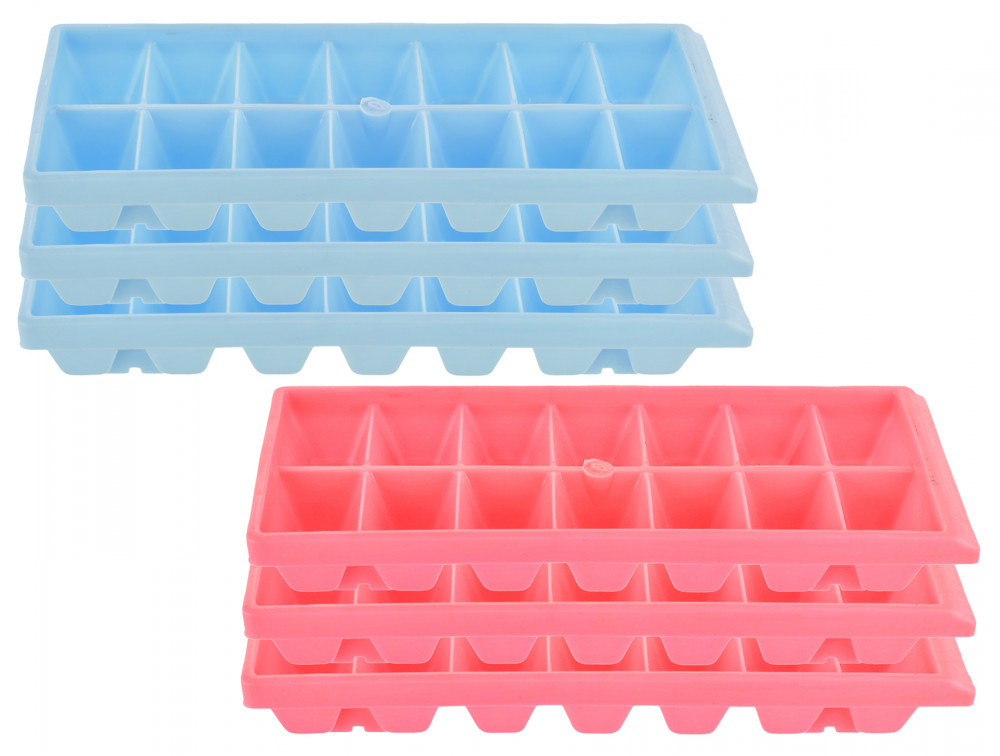 Kuber Industries Plastic Ice Cube Tray Set With 14 Section-(Blue &amp; Pink)-HS43KUBMART25793