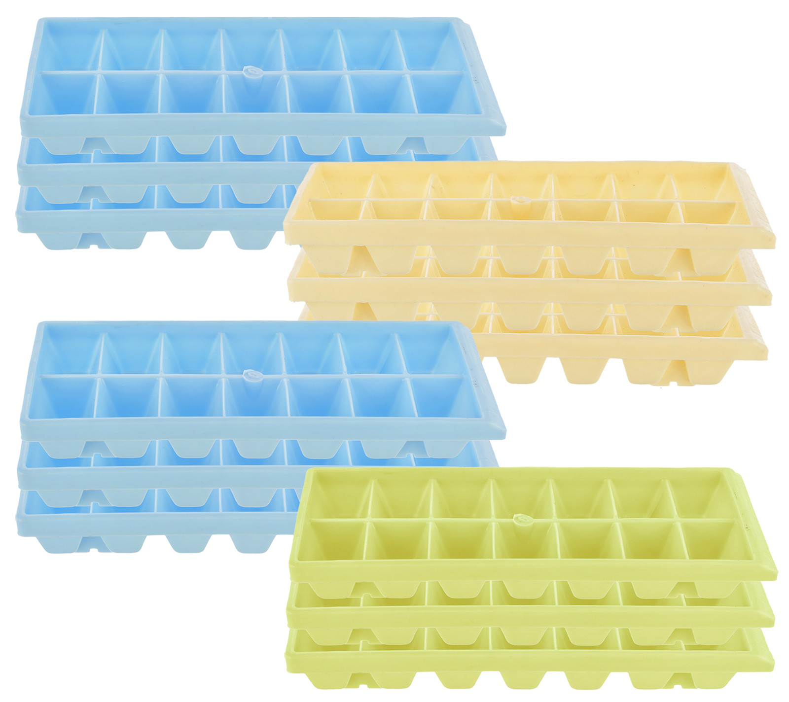 Kuber Industries Plastic Ice Cube Tray Set With 14 Section-(Cream & Green & Blue)-HS43KUBMART25795