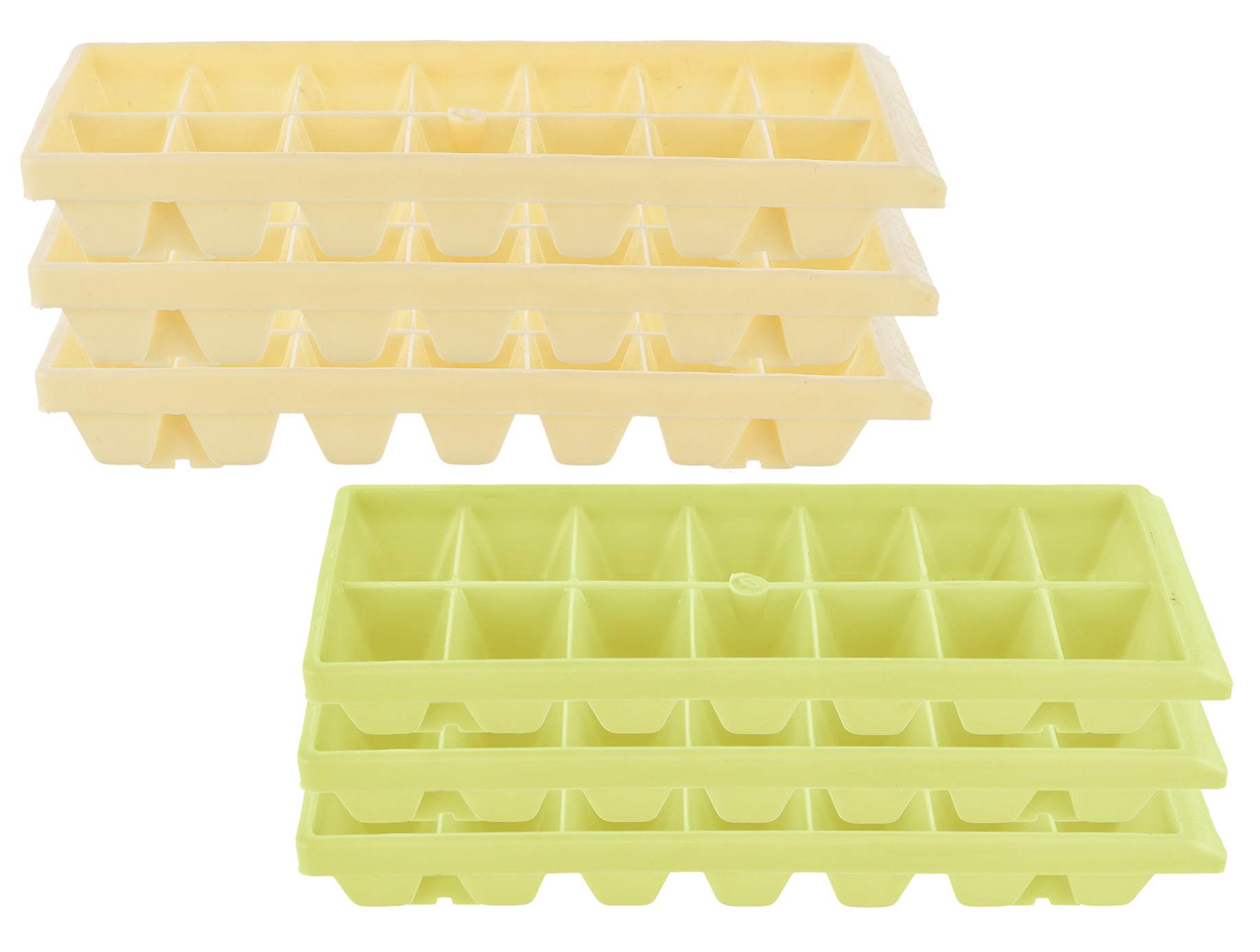 Kuber Industries Plastic Ice Cube Tray Set With 14 Section-(Cream & Green)-HS43KUBMART25783