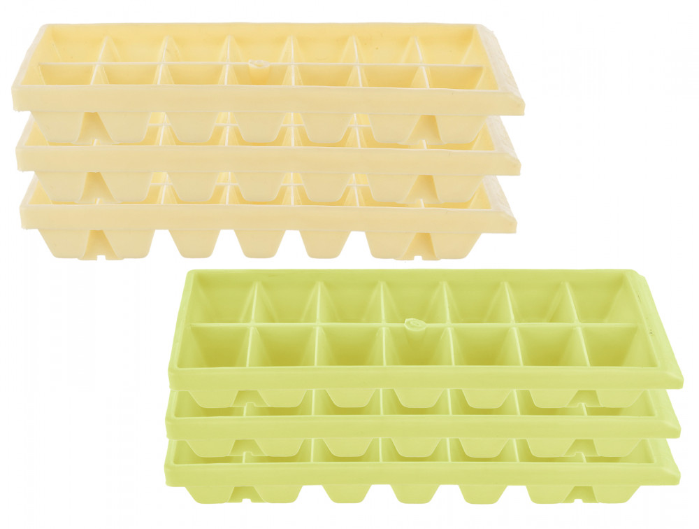Kuber Industries Plastic Ice Cube Tray Set With 14 Section-(Cream &amp; Green)-HS43KUBMART25783