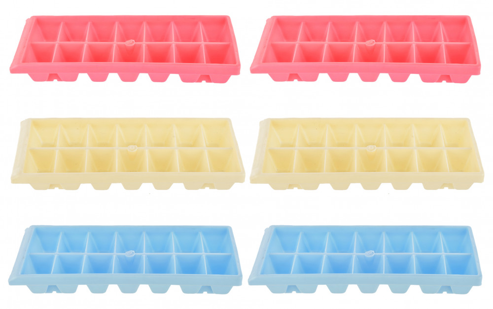 Kuber Industries Plastic Ice Cube Tray Set With 14 Section-(Cream &amp; Pink &amp; Blue)-HS43KUBMART25797