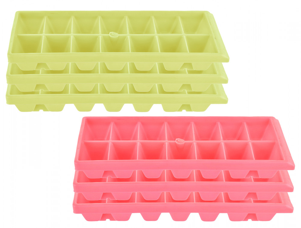 Kuber Industries Plastic Ice Cube Tray Set With 14 Section-(Green &amp; Pink)-HS43KUBMART25791