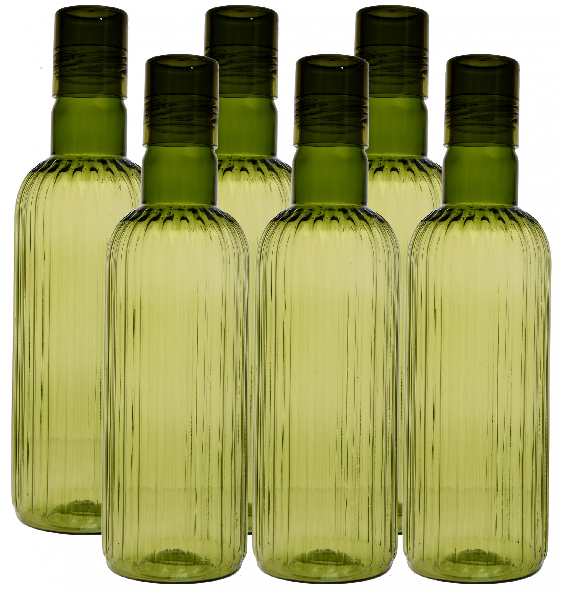 Kuber Industries Plastic Lenia Fridge Water Bottle Set with Lid (1000ml, Green)-KUBMART480