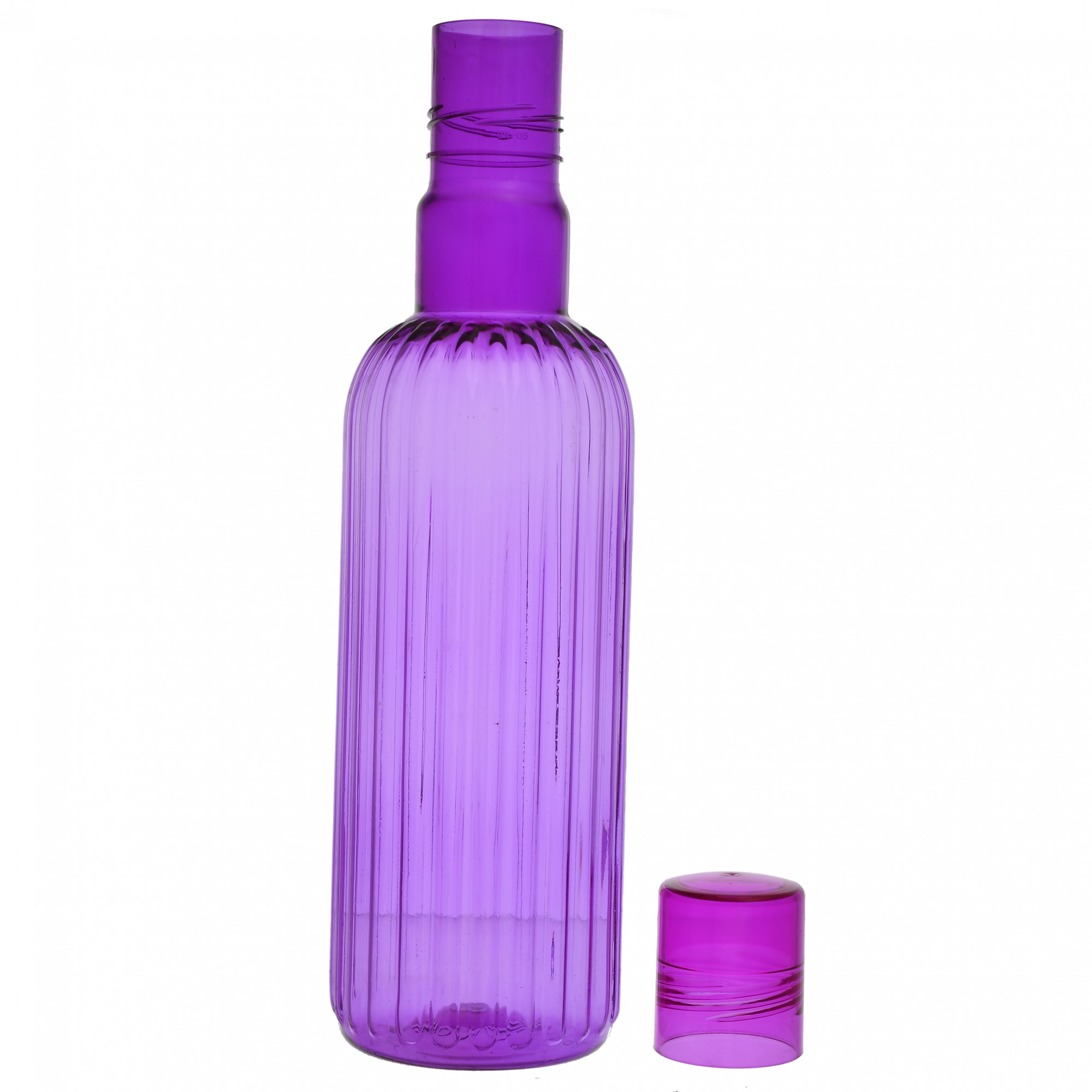 Kuber Industries Plastic Lenia Fridge Water Bottle Set with Lid (1000ml, Purple & Green)-KUBMART488