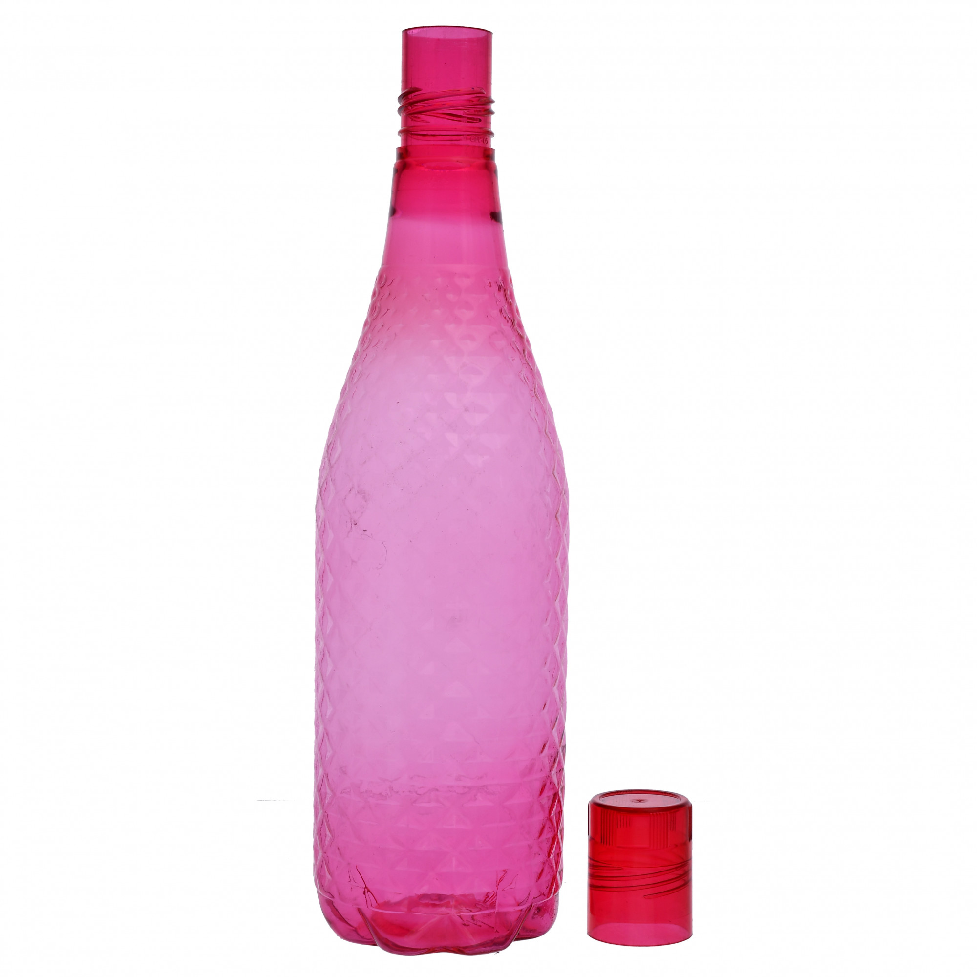 Kuber Industries Plastic Magna Fridge Water Bottle Set with Lid (1000ml, Pink)-KUBMART452