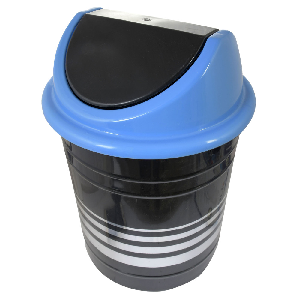 Kuber Industries Plastic Medium Size Swing Dustbin/ Swing Garbage Bin/ Waste Bin, 10 Liters (Black &amp; Blue)