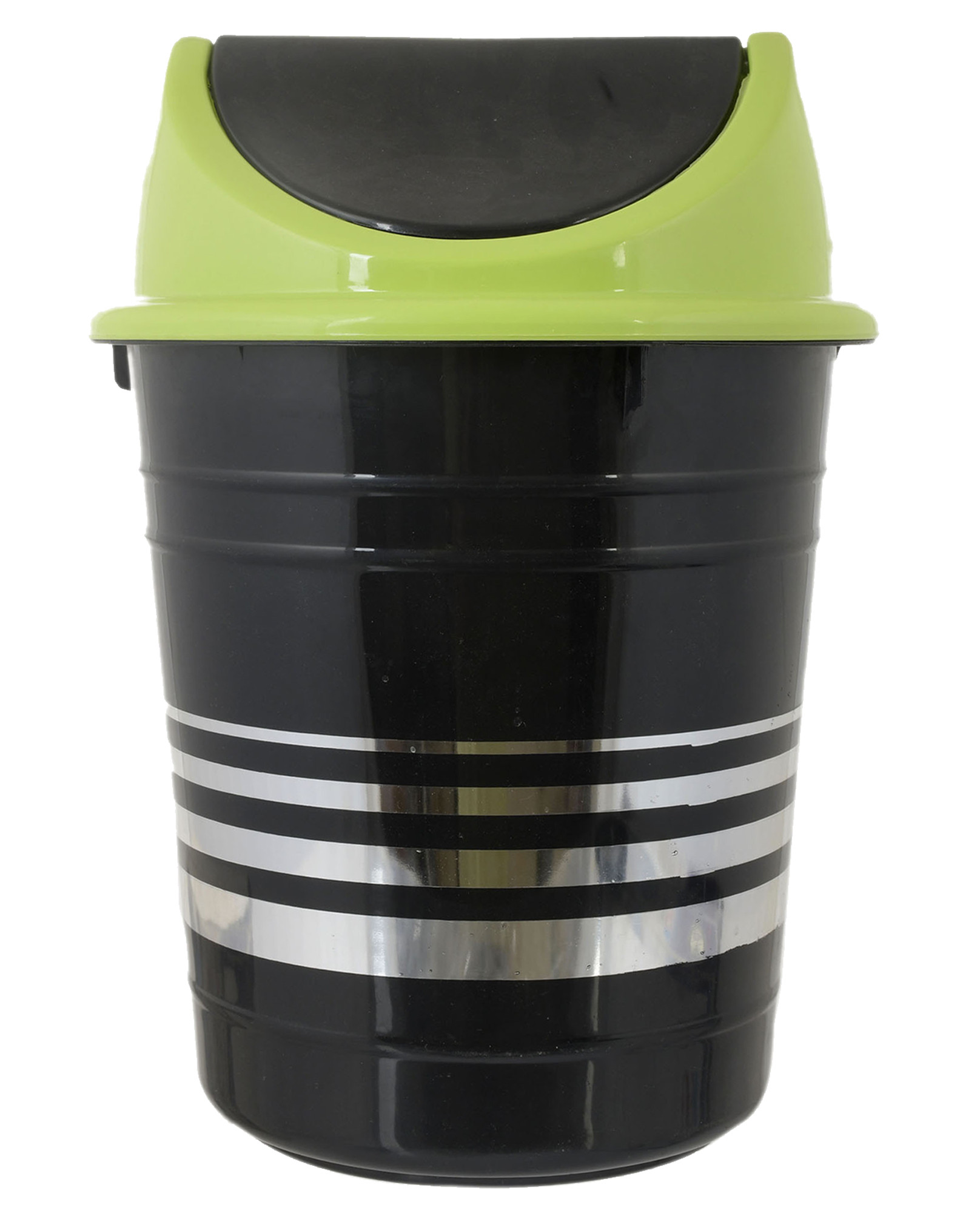 Kuber Industries Plastic Medium Size Swing Dustbin/ Swing Garbage Bin/ Waste Bin, 10 Liters (Black & Green)