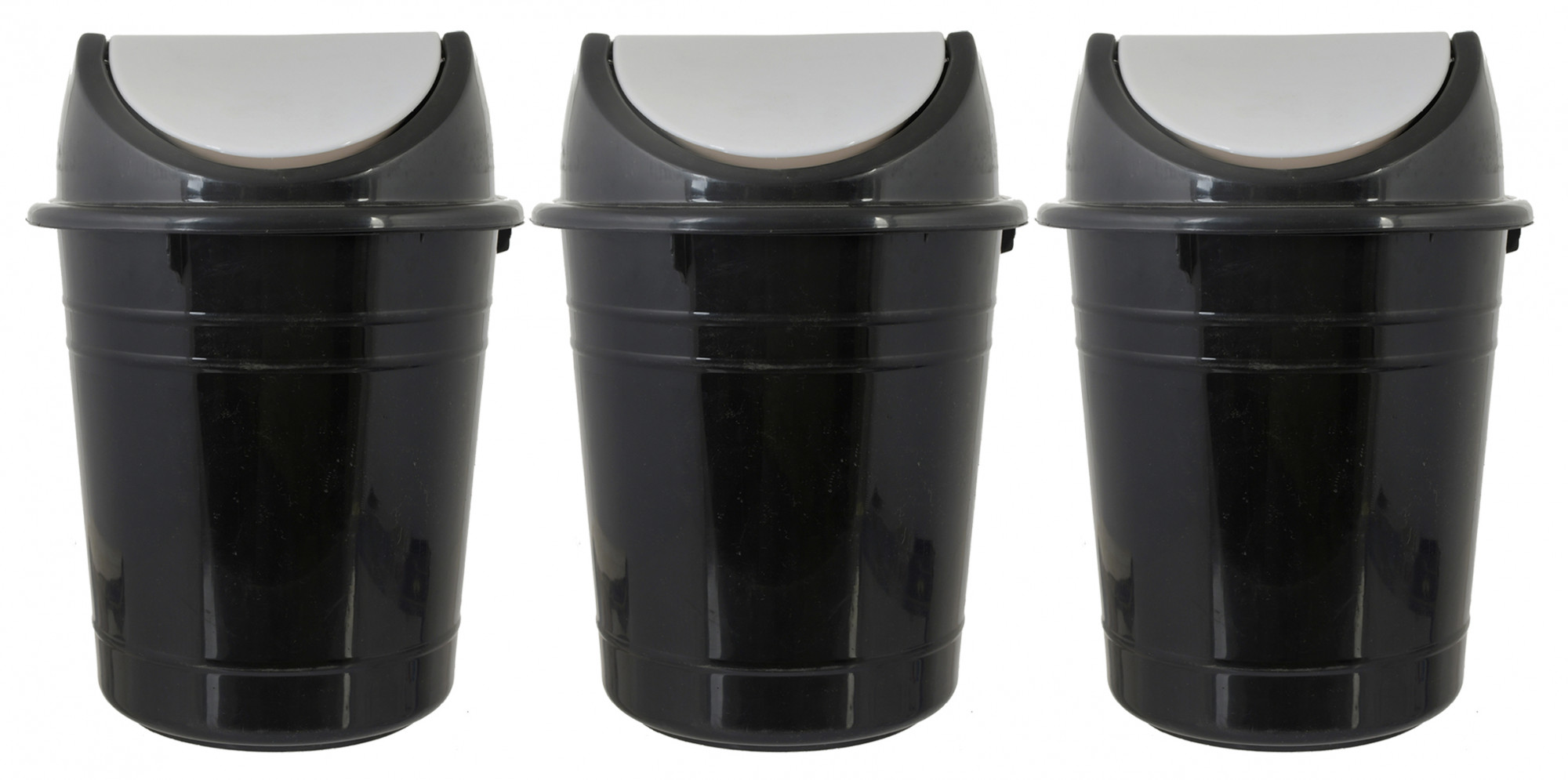 Kuber Industries Plastic Medium Size Swing Dustbin/ Swing Garbage Bin/ Waste Bin, 10 Liters (Black & White)