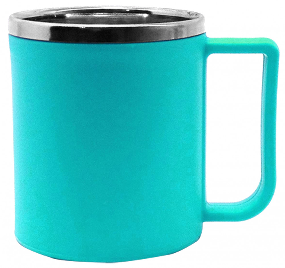 Kuber Industries Plastic Steel Cups for Coffee Tea Cocoa, Camping Mugs with Handle, Portable &amp; Easy Clean (Green)