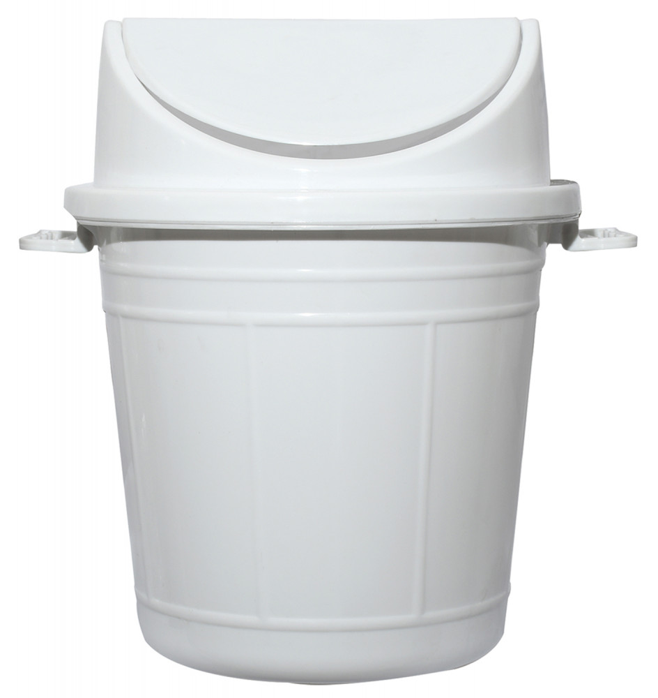 Kuber Industries Plastic Swing Lid Garbage Waste Dustbin for Home, Office, Factory, 30 Liters, Large Size (White) -CTKTC38705