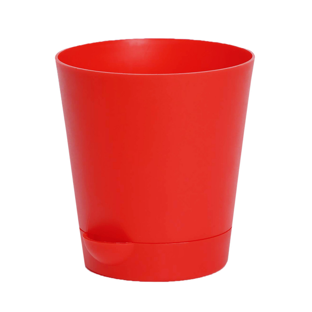 Kuber Industries Plastic Titan Pot|Garden Container For Plants &amp; Flowers|Self-Watering Pot With Drainage Holes,6 Inch (Red)