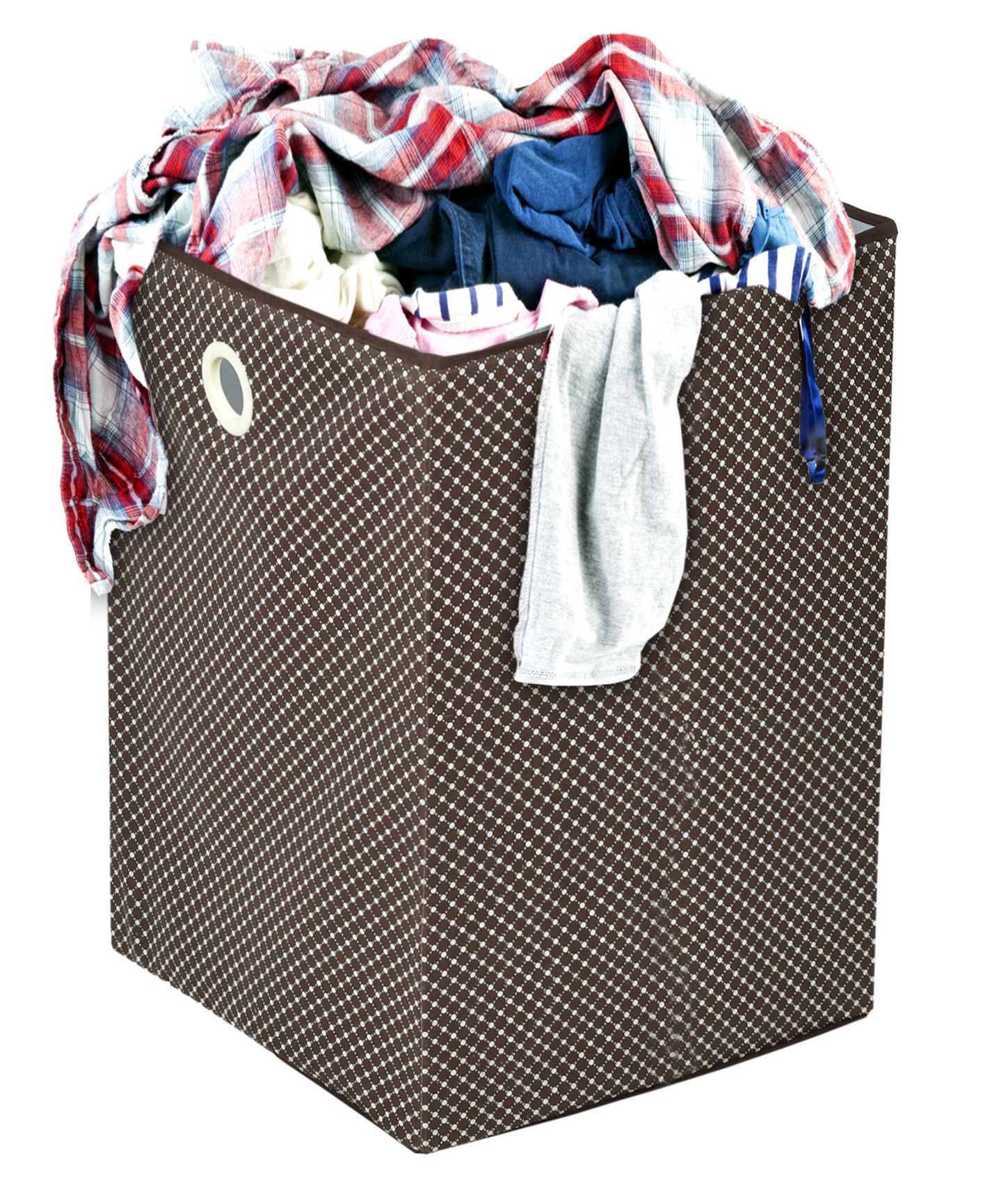 Kuber Industries Polka Dot Printed Cotton Foldable Large Laundry basket/Hamper With Handles (Maroon)-44KM0209