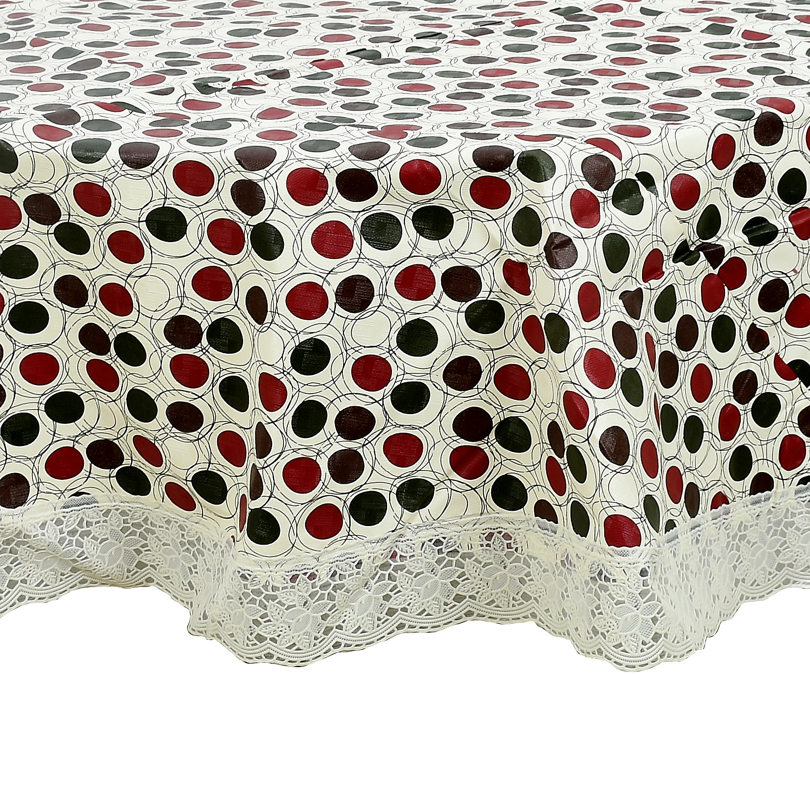 Kuber Industries Polka Dots Print Round Table Cover 72 Inch-Waterproof PVC Resistant Spillproof PVC Fabric Table Cover for Dining Room Kitchen Party (Brown)-KUBMRT11823