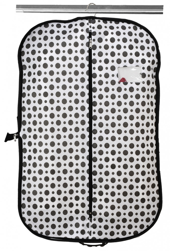 Kuber Industries Polka Dots Printed Foldable Non Woven Men&#039;s Coat Blazer Cover (Black &amp; White)-KUBMART898
