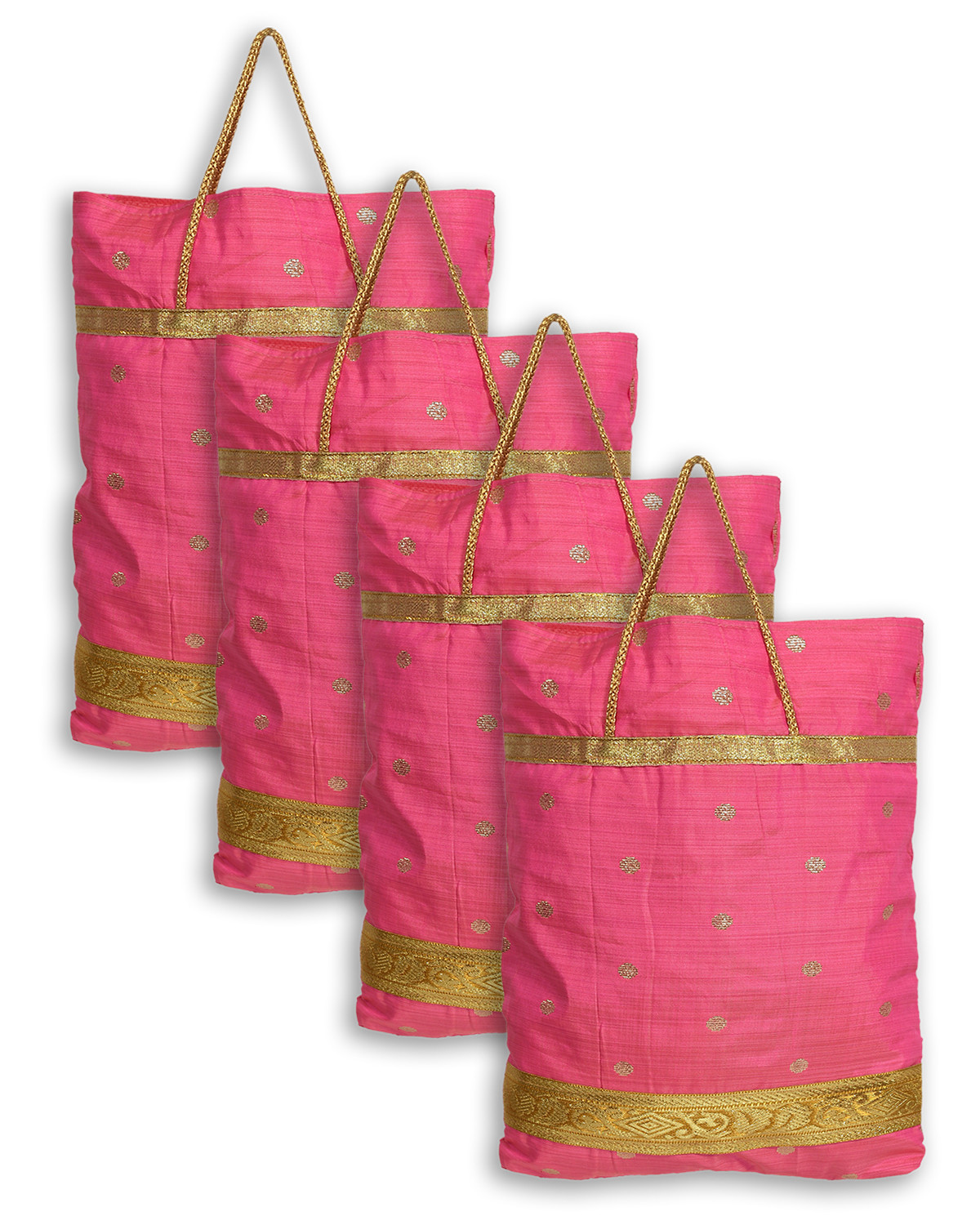 Kuber Industries Polyester Dot Print Hand Bag/Grocery Bag For Women/Girls With Handle (Pink) 54KM4055