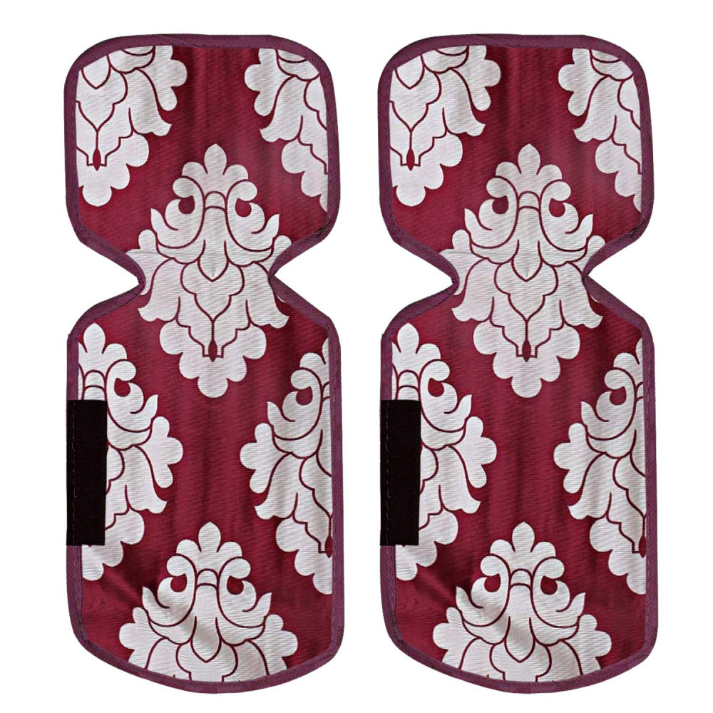 Kuber Industries polyester Floral Print Fridge Handle Cover/Refrigerator Handle Cover For Home &amp; Kitchen Pack Of 2 (Maroon)