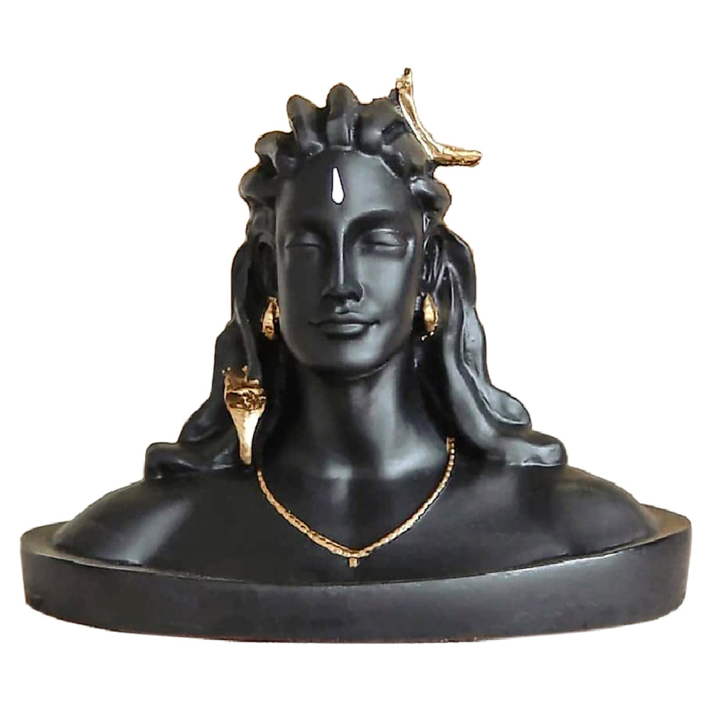 Kuber Industries Polyresin Lord Shiva|Adiyogi|Shambhu Figurine Idol For Home Décor &amp; Car Dashboard,(3.5 x 5 Inch),(Black)