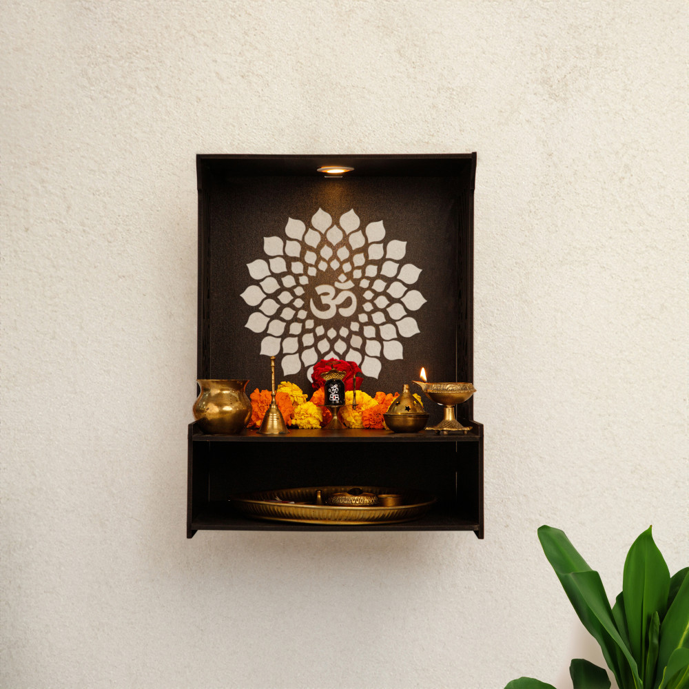 Kuber Industries Pooja Mandir | Pooja Stand for Home | Temple for Home and Office | Wall Mounted Home Temple | Pooja Mandir Stand for Home | OM Temple | Weinge
