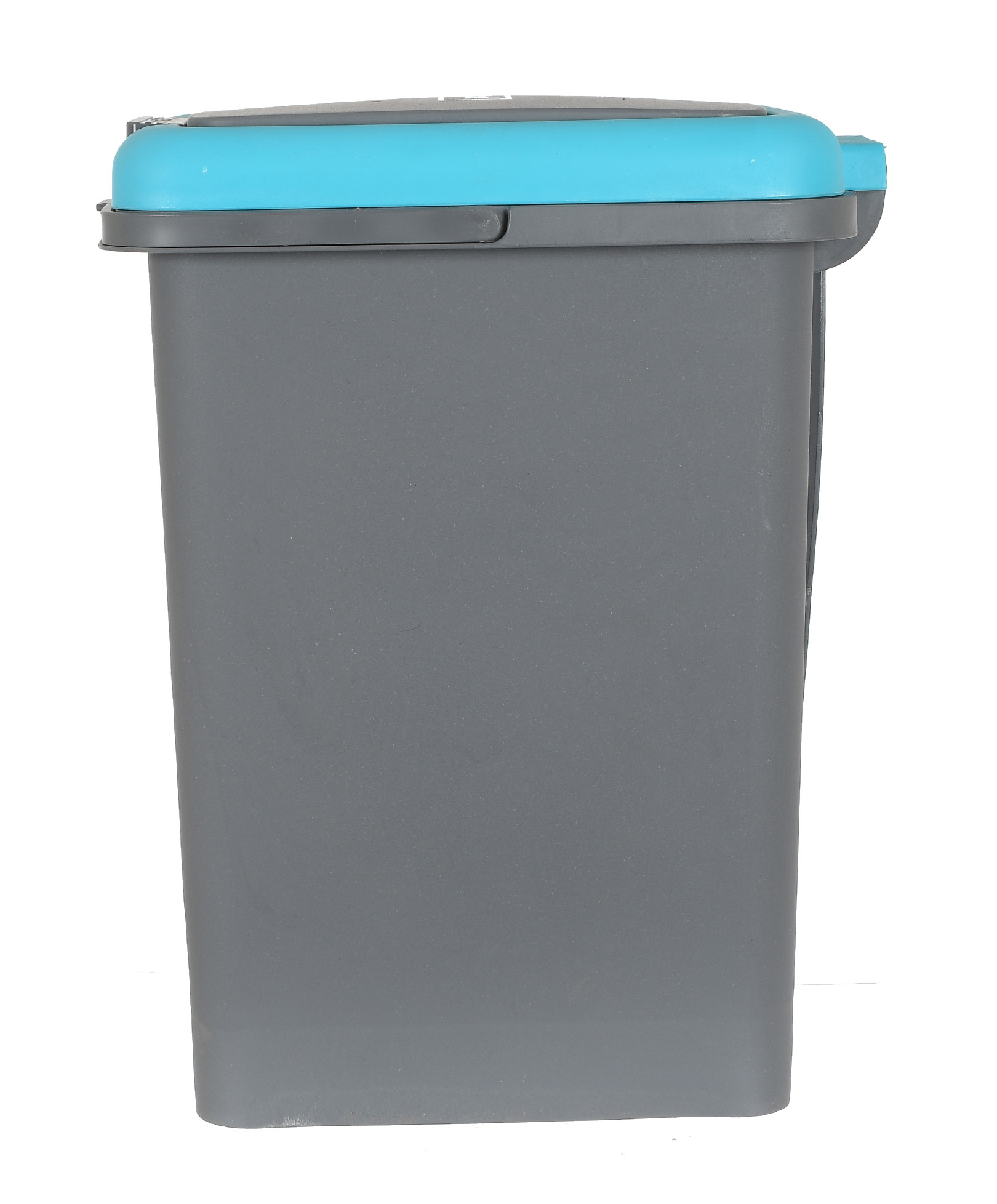 Kuber Industries Portable 10 Ltr Plastic Push And Pedal Dustbin With Lid & Handle Garbage Bins for Home Office (Grey & Blue)