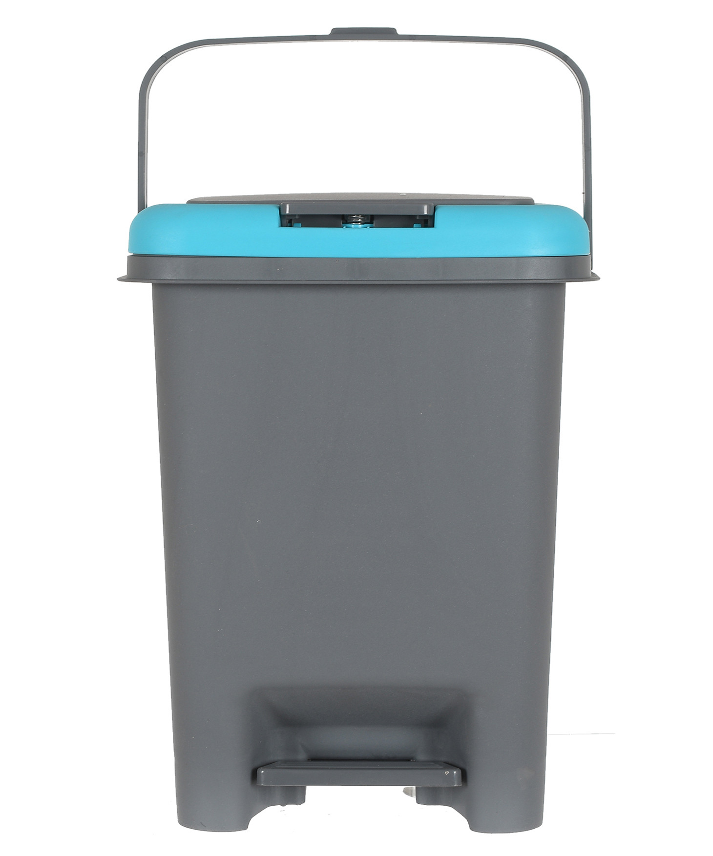 Kuber Industries Portable 10 Ltr Plastic Push And Pedal Dustbin With Lid & Handle Garbage Bins for Home Office (Grey & Blue)