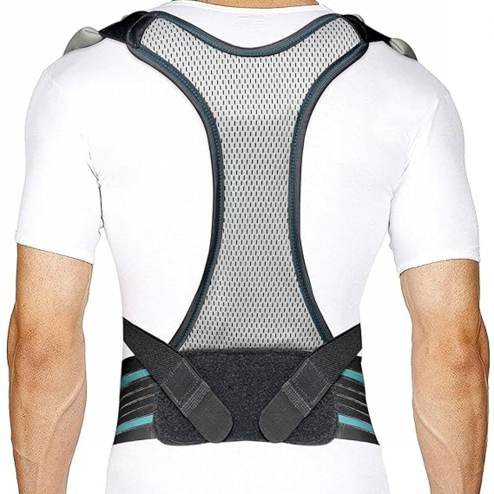Kuber Industries Posture Belt | Posture Corrector Therapy Shoulder Belt | Lower and Upper Back Pain Relief Belt | Back Support Belt for Men &amp; Women |Free Size | Gray