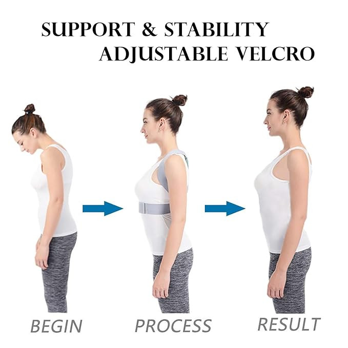 Kuber Industries Posture Belt | Posture Corrector Therapy Shoulder Belt | Lower and Upper Back Pain Relief Belt | Back Support Belt for Men & Women |Free Size | Gray