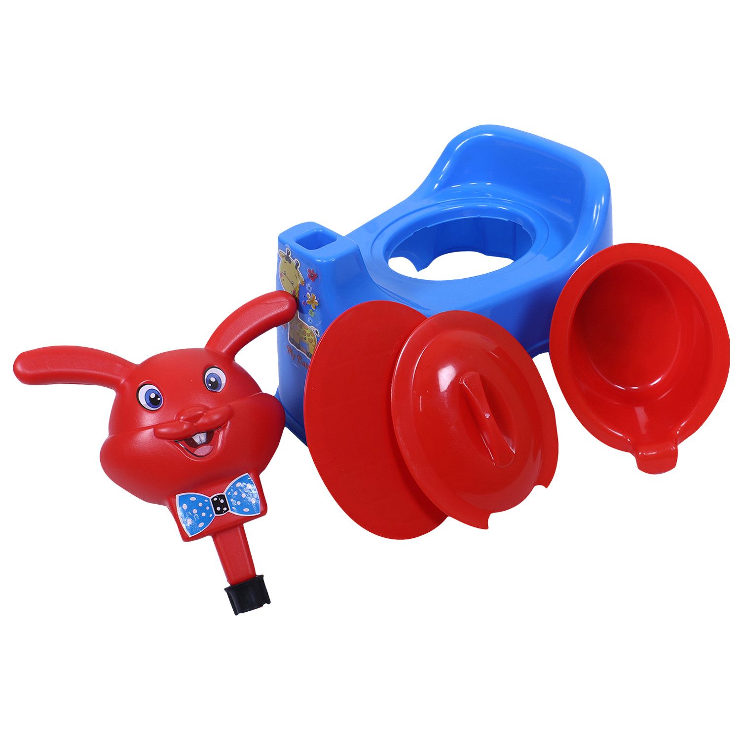 Kuber Industries Potty Toilet Trainer Seat | Plastic Potty Training Seat | Baby Potty Seat | Potty Seat For Child | Potty Training Seat for Kids | Rabbit Design | Red & Blue