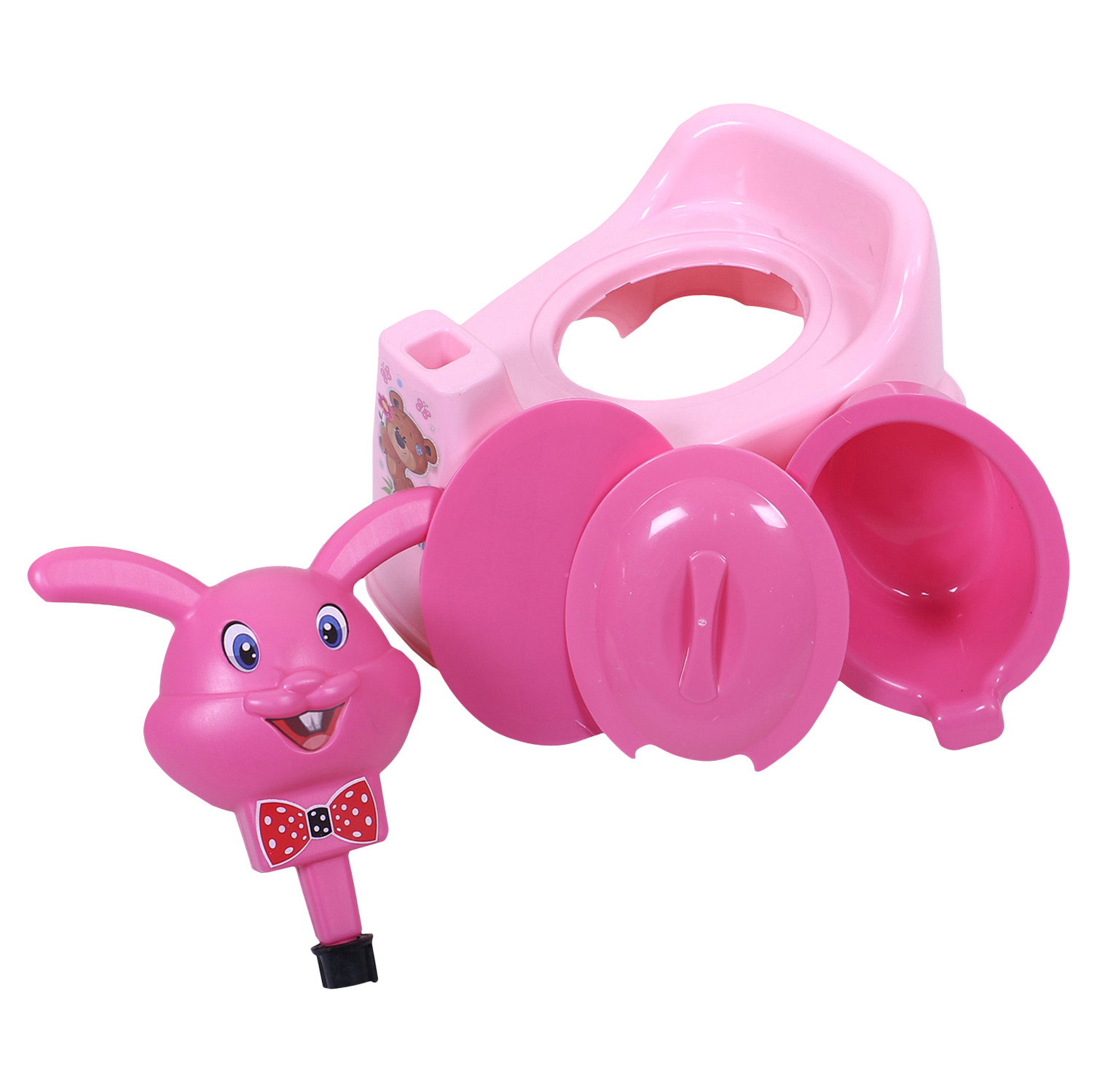 Kuber Industries Potty Toilet Trainer Seat | Plastic Potty Training Seat | Baby Potty Seat | Potty Seat For Child | Potty Training Seat for Kids | Rabbit Design | Pink