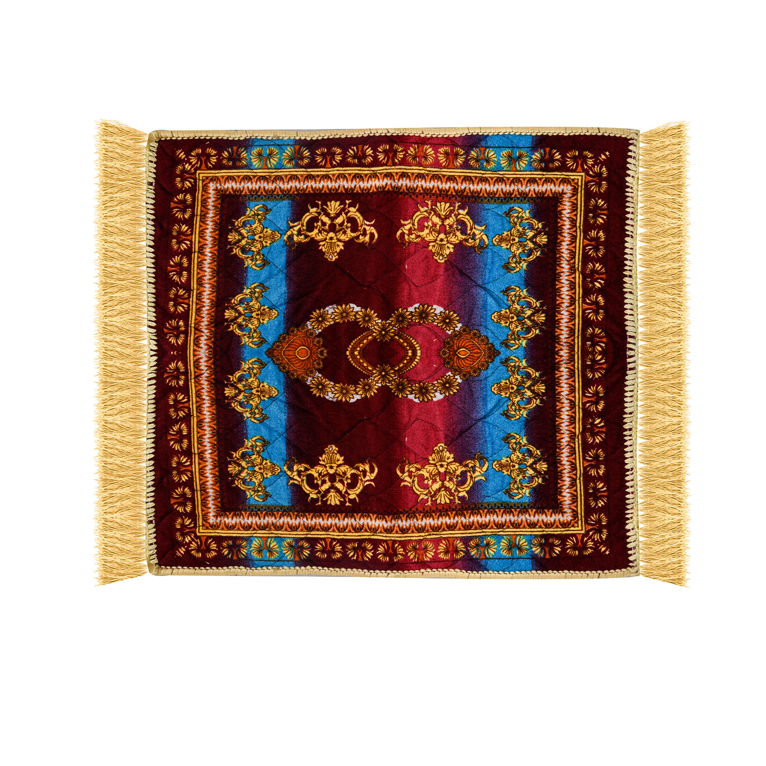 Kuber Industries Prayer Mat | Velvet Aasan Mat | Meditation Prayer Carpet Mat | Pooja Aasan Mat | Flower Square Prayer Mat | Traditional Prayer Mat | Small | Multicolor