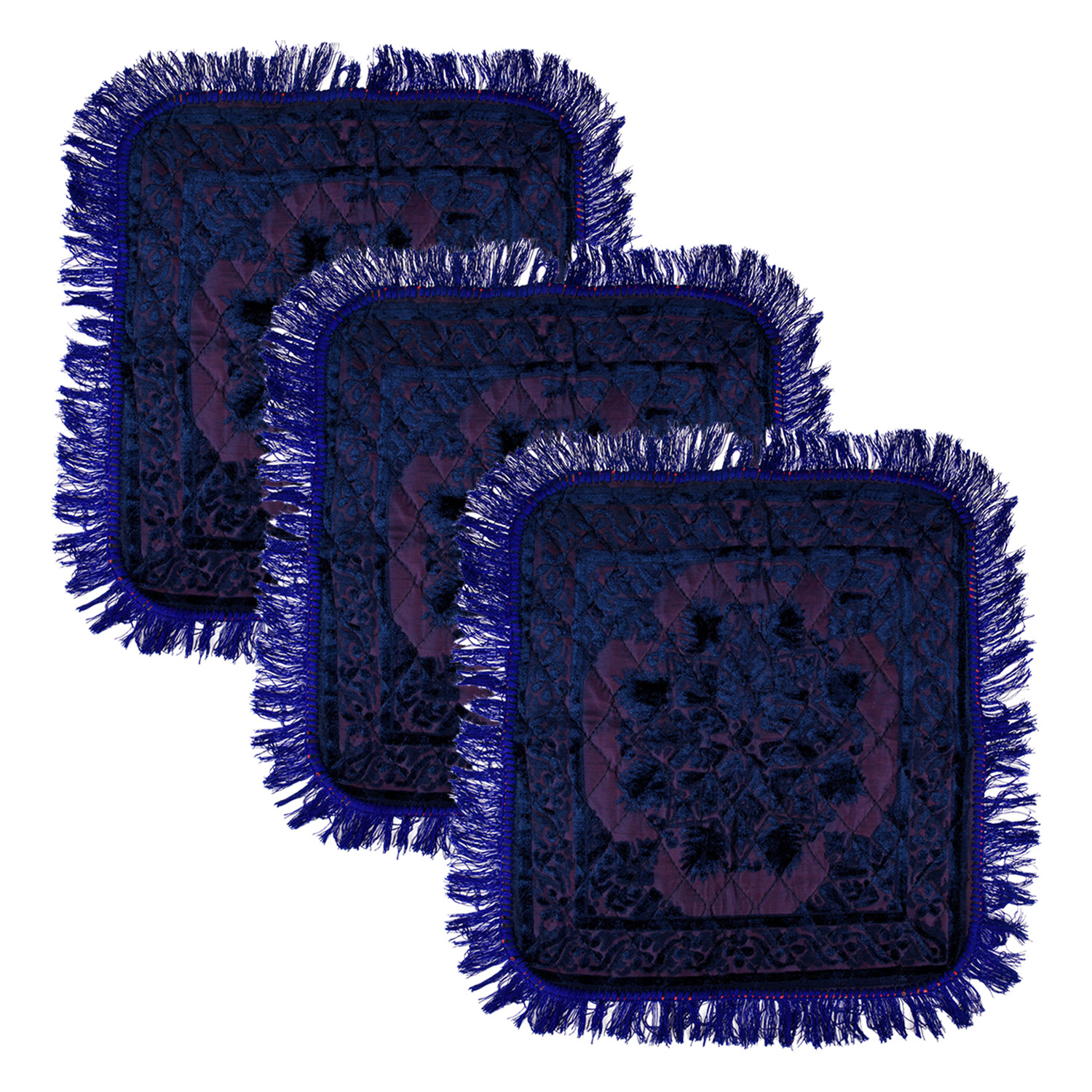 Kuber Industries Prayer Mat | Velvet Aasan Mat | Meditation Prayer Pooja Carpet Mat | Aasan Mat for Pooja | Self Pooja Prayer Mat | Traditional Aasan Prayer Mat | Blue