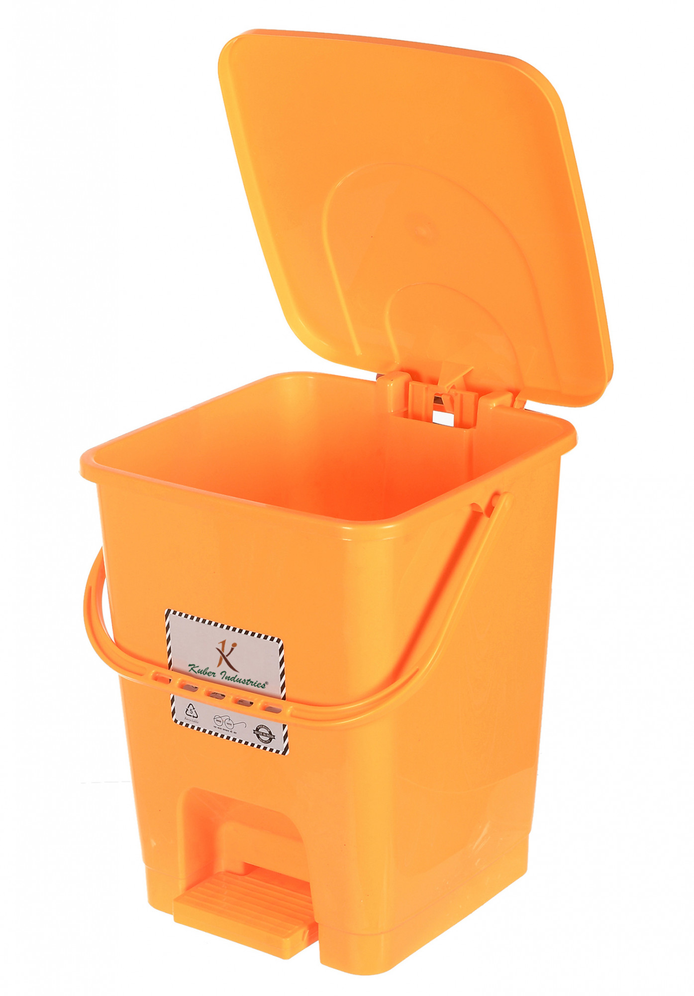 Kuber Industries Premium Plastic Pedal Dustbin 10 Ltr (Red & Yellow)-Pack of 2