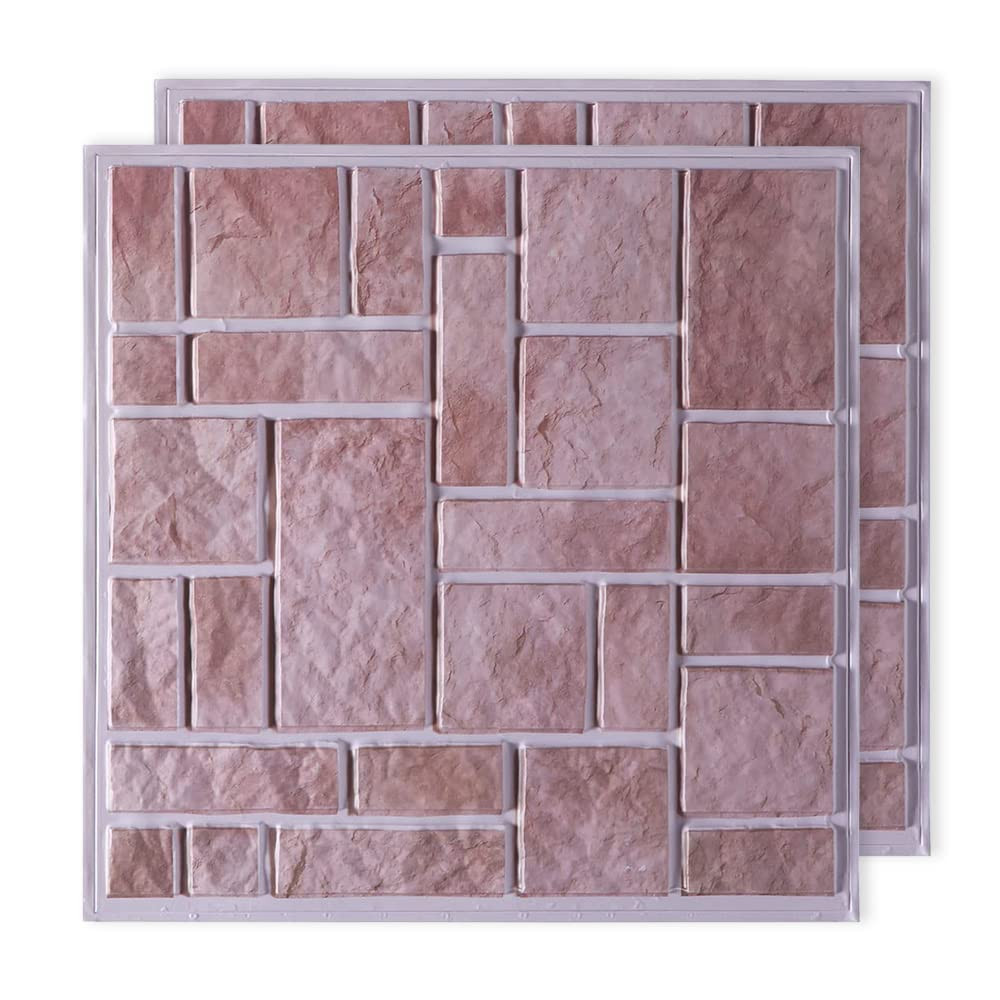 Kuber Industries PVC 3D Wallpaper for Walls | Brick Pattern &amp; Self Adhesive Peel Wall Stickers | Easy to Peel, Stick &amp; Remove DIY Wallpaper | Suitable on All Walls | Pack of 2 Sheets,30 cm X 30 cm