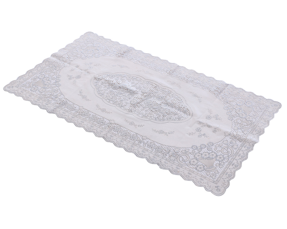 Kuber Industries PVC Floral Print Table Runner For Living, Dinning, Office, Kitchen &amp; Wedding 33&quot; x 16&quot; (White)