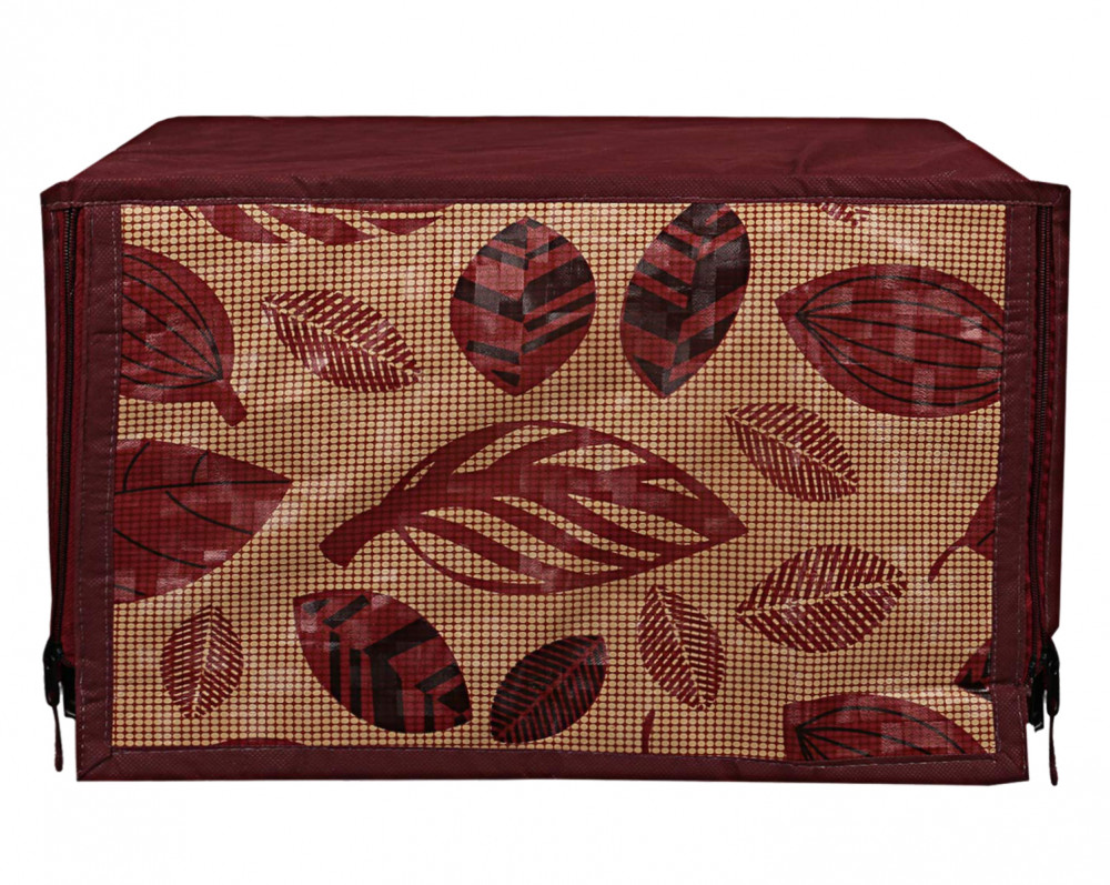 Kuber Industries PVC Leaf Printed Microwave Oven Cover,30 Ltr. (Brown)-HS43KUBMART25967