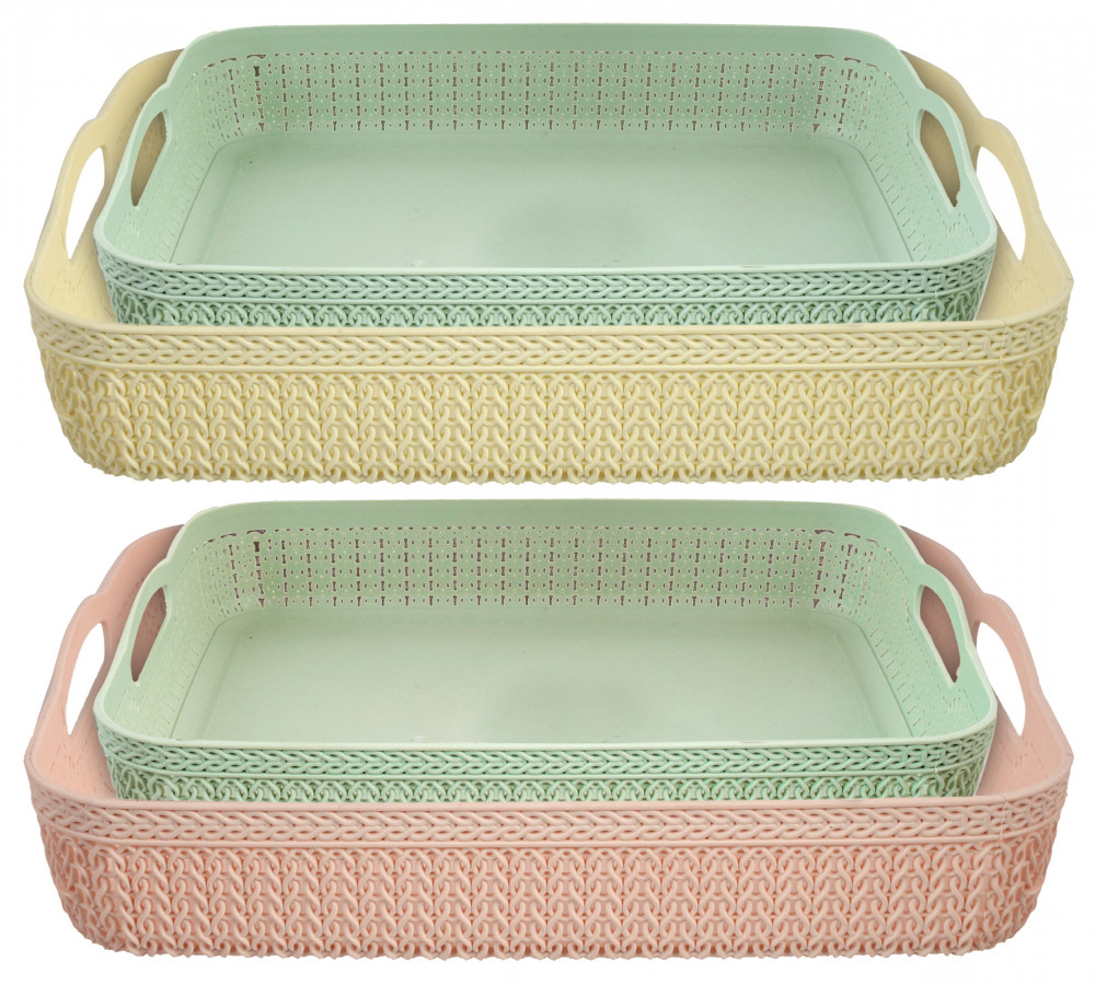 Kuber Industries Q-3,4 Unbreakable 4 Pieces Plastic Multipurpose Small &amp; Large Size Flexible Storage Baskets/Fruit Vegetable Bathroom Stationary Home Basket with Handles,Multi