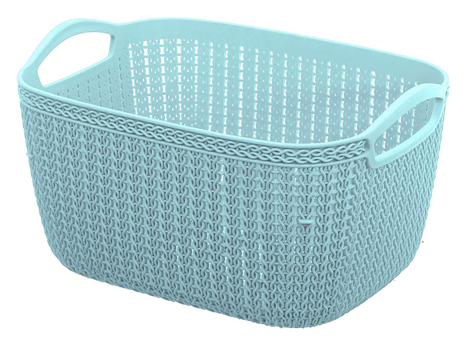 Kuber Industries Q-5 Unbreakable Plastic Multipurpose Medium Size Flexible Storage Baskets/Fruit Vegetable Bathroom Stationary Home Basket with Handles (Light Green & Light Blue)