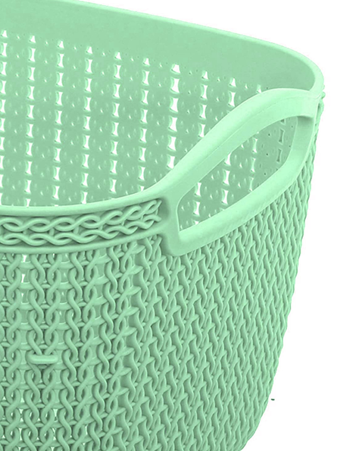 Kuber Industries Q-6 Unbreakable Plastic Multipurpose Large Size Flexible Storage Baskets/Fruit Vegetable Bathroom Stationary Home Basket with Handles (Light Green & Light Blue)