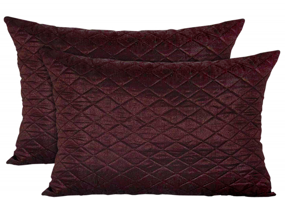 Kuber Industries Quilted Pillow Covers, 18 x 28 inch,(Maroon &amp; Cream)-HS_38_KUBMART21773