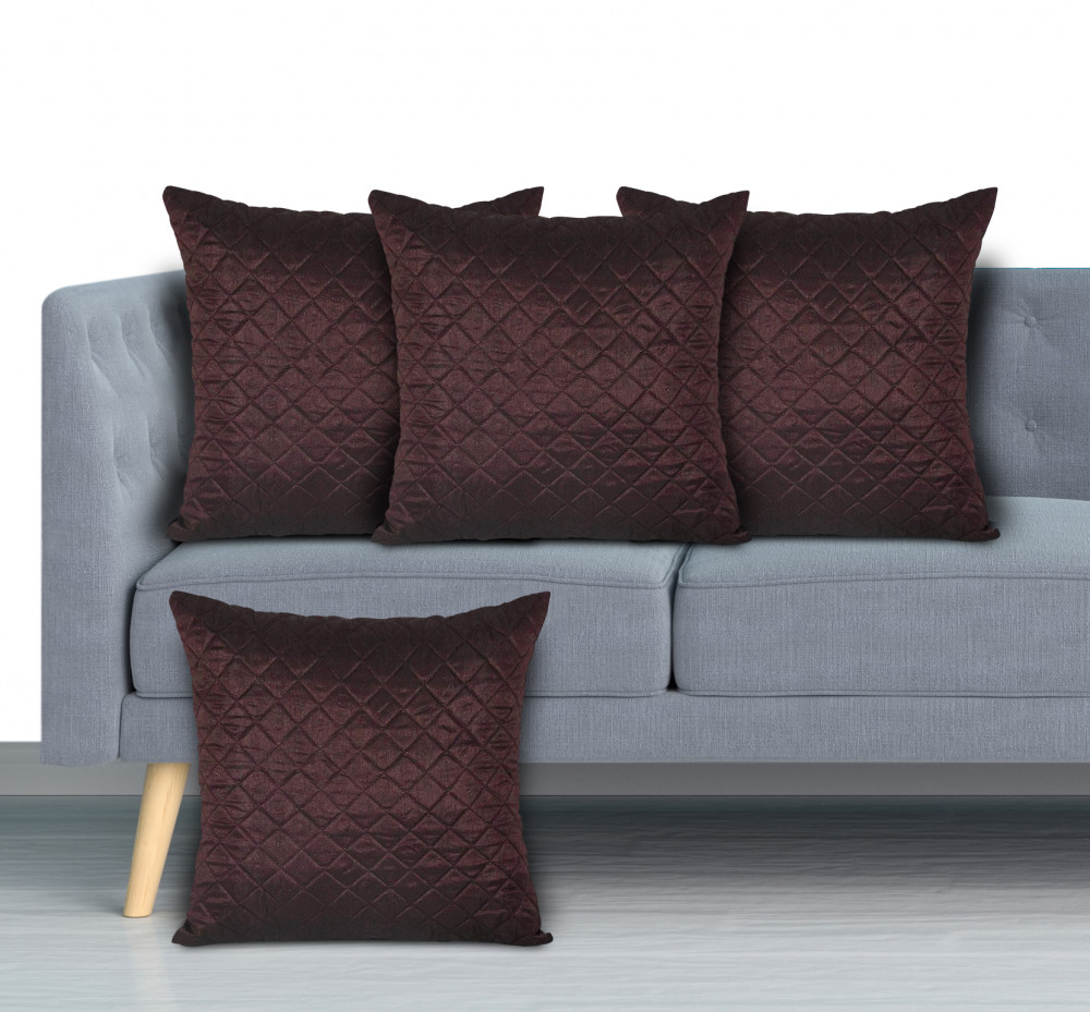 Kuber Industries Quilted Soft Decorative Square Throw Pillow Cover, Cushion Covers, Pillow Case For Sofa Couch Bed Chair, 18x18 Inch-(Maroon &amp; Cream)-HS_38_KUBMART21779