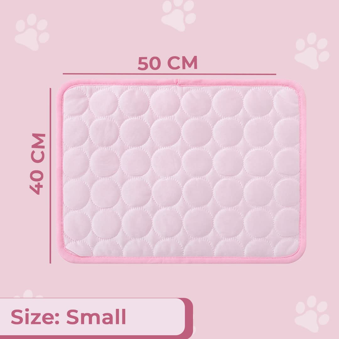 Kuber Industries Rectangular Dog & Cat Bed|Premium Cool Ice Silk with Polyester with Bottom Mesh|Multi-Utility Self-Cooling Pad for Dog & Cat|Light-Weight & Durable Dog Bed|ZQCJ001P-S|Pink