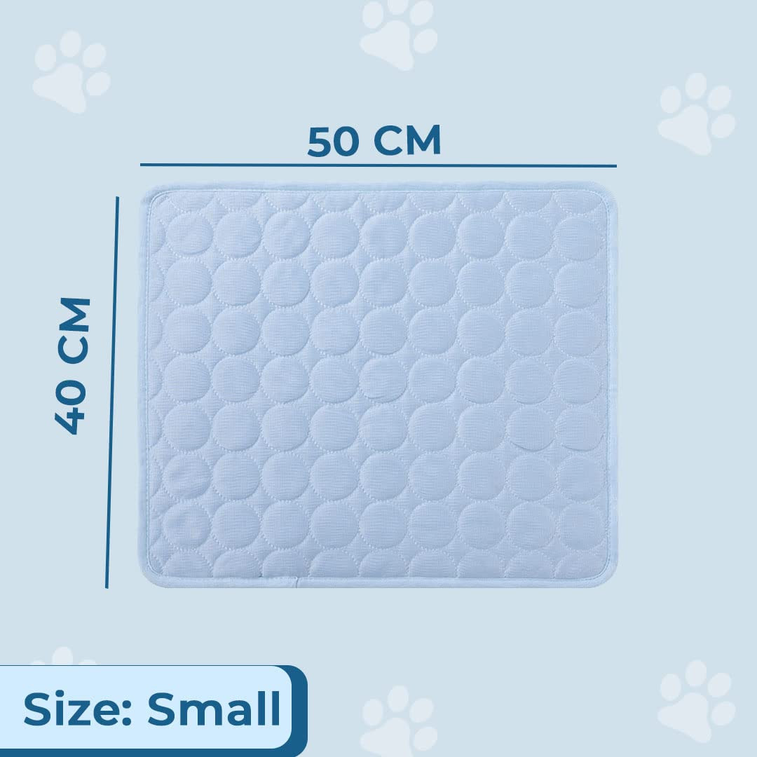 Kuber Industries Rectangular Dog & Cat Bed|Premium Cool Ice Silk with Polyester with Bottom Mesh|Multi-Utility Self-Cooling Pad for Dog & Cat|Light-Weight & Durable Dog Bed|ZQCJ001LB-S|Light Blue